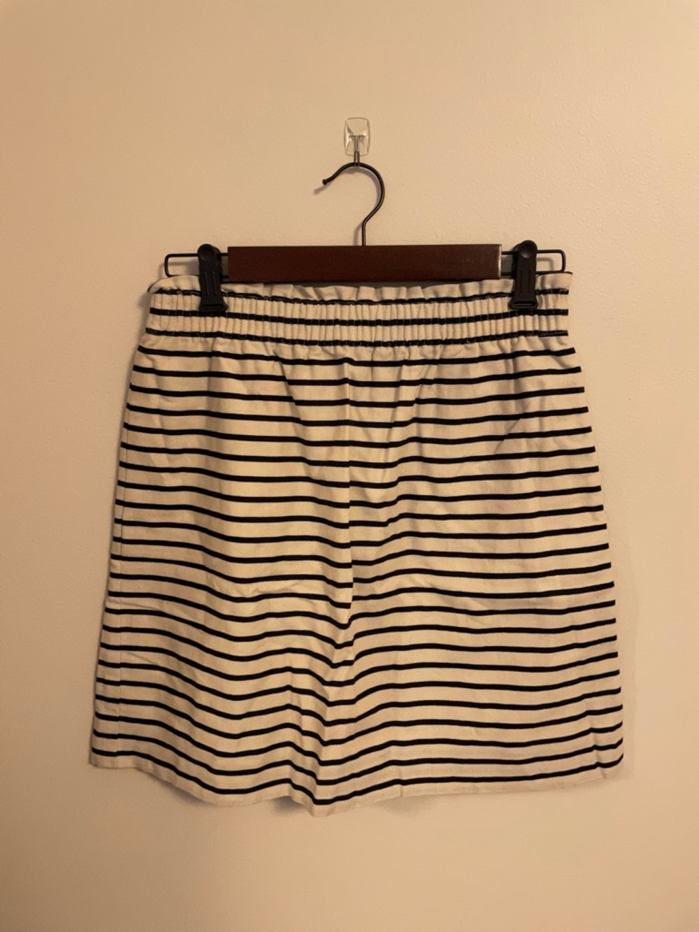 J. Crew Navy and White Striped Linen Cotton Blend Skirt